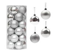 Boule de Noel Décor de fête noël 24 pièces, Boule, réception Nuptiale for décoration d'arbre, décor Suspendu Rose Rouge Argent Bleu(Silver)