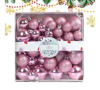 Boule de Noël - Décoration d'arbre avec pendentifs pailletés de 44 pièces | Ensemble de décorations pour arbres de Noël, décorations extérieures, cheminées, garde-corps, fin