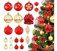 Boule de Noel Decoration Sapin Noel, 40PC Decoration Noel Sapin Incassable, Boule de Noel Doré et Rouge Décoration Sapin de Noel, Boules de Noël Decoration Noel Interieur Maison