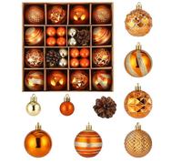 Boule de Noël Decoration Sapin Noel,42 Boules de Noël Oranges, de Sapin de Noël en Plastique de 6 cm avec Fil de Suspension