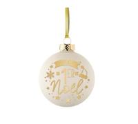 Boule de Noël décorative - JOUR DE FETE - Mon 1er Noël - Blanc et or - Diamètre 8 cm - Lot de 1 pièce