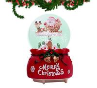 Boule de Noël d'hiver - Boule de neige de Noël - Père Noël chevauchant une boîte musicale d'élan | Lanternes de boule de table éclairées à piles qui changent de couleur pour la décoration de la maison
