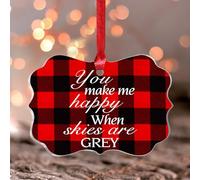 Boule de Noël en acrylique à suspendre en forme de papillon avec inscription You Make Me Happy When Skies Are Grey pour décoration d'intérieur