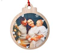 Boule de Noël en bois personnalisée avec votre photo - Un ornement exclusif et sentimental pour décorer le sapin de Noël (modèle 3)