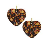 Boule de Noël en céramique à suspendre en forme de monarque et papillons en forme de tas d'orange, décoration de Noël mignonne, cadeau pour enfants, famille, amis