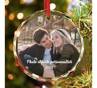 Boule de Noël en Cristal Personnalisée Photo Couple - DXDOING Décoration Sapin Noël, Cadeau Mariage ou Anniversaire, Suspension de Noël Personnalisable avec Photo et Texte