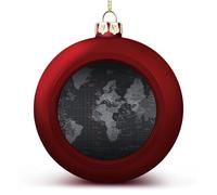 Boule de Noël en forme de carte du monde noire - Incassable - Boule décorative à suspendre avec ficelle - Boules de Noël pour sapin de Noël, maison, mariage, vacances