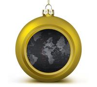 Boule de Noël en forme de carte du monde noire - Incassable - Boule décorative à suspendre avec ficelle - Boules de Noël pour sapin de Noël, maison, mariage, vacances