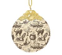 Boule de Noël en forme de chapeau de sorcière avec crochet, décoration en verre de 8,4 cm avec impression enveloppante