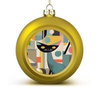 Boule de Noël en forme de chat d'art moderne du milieu du siècle - Boules de Noël de 7,6 cm pour décoration de fête de mariage, décorations à suspendre pour cheminée de maison