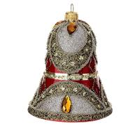 Boule de Noël en Forme de Cloche Verre soufflé Rouge décoré 10x8 cm