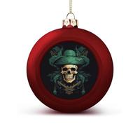 Boule de Noël en forme de crâne de pirate - 4,1 cm - Boules de Noël scintillantes à suspendre pour sapin de Noël - Boules décoratives pour sapin de Noël