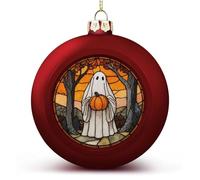 Boule de Noël en forme de fantôme blanc tenant une citrouille d'Halloween, boules de Noël incassables à suspendre pour sapin de Noël, vacances, fête de mariage