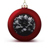 Boule de Noël en forme de fleur noire incassable à suspendre avec ficelle - Boules de Noël décoratives pour sapin de Noël, maison, mariage, vacances