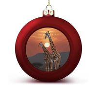 Boule de Noël en forme de girafe au coucher du soleil - Incassable - À suspendre avec ficelle - Boules de Noël décoratives pour sapin de Noël, maison, mariage, vacances