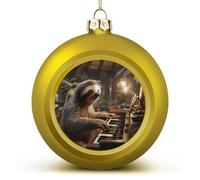Boule de Noël en forme de paresseux jouant du piano, boules de Noël incassables à suspendre avec ficelle pour sapin de Noël, maison, mariage, vacances, fête