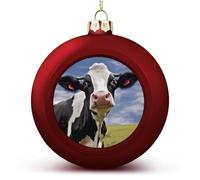 Boule de Noël en forme de vache noire et blanche incassable à suspendre avec ficelle pour sapin de Noël, maison, mariage, vacances