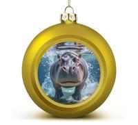 Boule de Noël en forme d'hippopotame de plongée incassable à suspendre avec ficelle - Boules de Noël décoratives pour sapin de Noël, maison, mariage, vacances