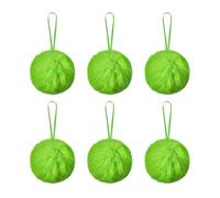 Boule de Noël en fourrure vert citron avec nœud rouge, mignon monstre en fourrure à suspendre et décorations de Noël rouge