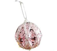 Boule de Noël en mousse pailletée avec perles, paillettes et accents de perles, décoration élégante de style européen pour fenêtres ou arbre, matériau en mousse légère (E)