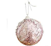 Boule de Noël en mousse pailletée avec perles, paillettes et accents de perles, décoration élégante de style européen pour fenêtres ou présentoirs d'arbre, matériau en mousse légère (D)