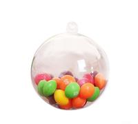 Boule de Noël en plastique transparent à remplir avec boucle de suspension pour arbre, fête, maison ou centre commercial, design creux réutilisable pour bonbons (11 cm)