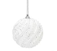 Boule de Noël en PVC léger à suspendre pour fêtes de fin d'année 8 cm (blanc)