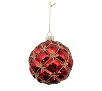 Boule de Noël en verre - ATMOSPHERA CRÉATEUR D'INTÉRIEUR - Capitons - Ø 10 cm - Rouge - Capitonnage décoratif