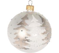 Boule de Noël en verre avec conifère, perle (8 cm)