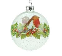 Boule de Noël en verre Motif rouge-gorge 8 cm