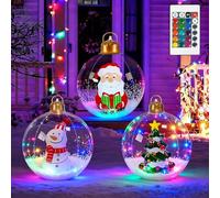 Boule de Noel Géante Gonflable 60cm, Boule de Noël Gonflable lumineus, Boule décorative de Noël Gonflable en PVC, avec Télécommande, Décoration de Fête, patios, porches, pelouses (3pcs)