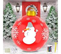 Boule de NoëL Gonflable,Boule de Noël Geante Gonflable Décoration avec Lumière LED 60cm,Boule de Noel Geante,Boule de NoëL Gonflable en PVC,pour Décoration Intérieure et Extérieure