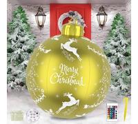 Boule de NoëL Gonflable,Boule de Noël Geante Gonflable Décoration avec Lumière LED 60cm,Boule de Noel Geante,Boule de NoëL Gonflable en PVC,pour Décoration Intérieure et Extérieure
