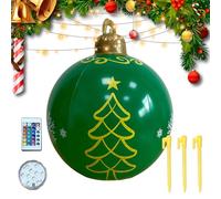 Boule de Noël gonflable de 61 cm, boule de Noël avec lumière | 16 couleurs géantes pour vacances, cour, piscine, jardin, pelouse, extérieur, porche