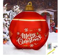 Boule de Noël gonflable extérieure - Marque - 60 cm - Lumière LED rechargeable - Crochets d'accrochage