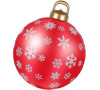 Boule de Noël Gonflable Géante 60cm, Boule de Noël Gonflable en PVC avec Pompe, Boule de Noël Gonflable Décorée, Boule de Noël Gonflable sans lumière LED, Ballons Gonflables de Noël Extérieurs (A)