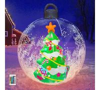 Boule de Noël Gonflable Lumineuse en PVC, Boule de Noël Gonflable Extérieure de 60 cm, Boule de Noël Gonflable avec Lumière LED avec Pompe à Main, Décorations de Noël (Sapin de Noël)