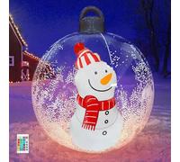 Boule de Noël Gonflable Lumineuse en PVC, Boule de Noël Gonflable Extérieure de 60 cm, Boule de Noël Gonflable avec Lumière LED avec Pompe à Main, Décorations de Noël (Bonhomme de Neige)
