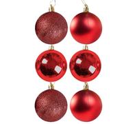 Boule de Noël incassable à suspendre - Ornements de Noël pour la maison, décorations d'arbre de vacances, fête de mariage et décoration avec ficelles pré-suspendues - Rouge et vert doré - 8 x 8 x 8 cm