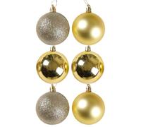 Boule de Noël incassable à suspendre - Ornements de Noël pour la maison, décorations d'arbre de vacances, fête de mariage et décoration avec ficelles pré-suspendues - Rouge et vert doré - 8 x 8 x 8 cm