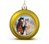 Boule de Noël incassable de 4,1 cm - Deux chevaux debout dans la neige - boules à suspendre pour sapin de Noël, sapin de Noël, fête, mariage (1 pièce)