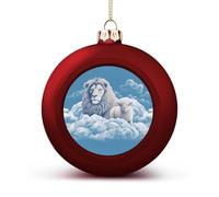 Boule de Noël intéressante magnifiquement suspendue avec un lion sur les nuages imprimé pour sapin de Noël, vacances, fête de mariage, festival