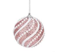 Boule de Noël légère à suspendre en PVC de 8 cm pour fêtes de fin d'année (rose)
