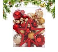 Boule de Noël - Lot de 50 décorations de sapin incassables à suspendre en forme d'étoile - Assortiment de décorations festives pour les fêtes de fin d'année, les activités de maison, les festivals