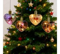 Boule de Noël Lumineuse Personnalisée Photo Boule Transparente à Remplir Double Face Personnalisable avec Lumière Suspension de Sapin pour Famille Mon Premier Noël Décoration Originale, Coeur, Chaud
