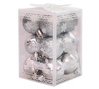 Boule de Noel Or Lot de 12 Boules Noël 4 Cm À Suspendre for Sapin, Décoration en Plastique La Maison, Accessoires Fête du Nouvel an(Silver)