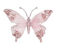 Boule de Noël papillon en plastique 24,5 cm Finition brillante Rose | Forme de papillon réaliste, ailes détaillées, silhouette élégante, effet visuel enchanteur, art inspiré de la nature
