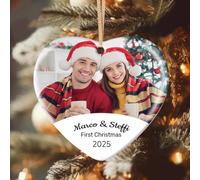 Boule de Noël Personnalisable Photo, Décoration Sapin de Noel 2025 Boule de Noel Personnalisée Photo, Idee Cadeau Personnalisé Originales pour Mon Premier Noël, Couples, Famille et Amis