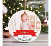 Boule de Noël Personnalisable Photo, Décoration Sapin de Noel 2025 Boule de Noel Personnalisée Photo, Idee Cadeau Personnalisé Originales pour Mon Premier Noël, Couples, Famille et Amis
