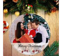 Boule de Noel Personnalisée, 2024 Ornement Noel Personnalisé, Décorations de Noël Originales avec Photo et Texte, Cadeaux Personnalisable pour Les Couples, la Famille et Les Amis